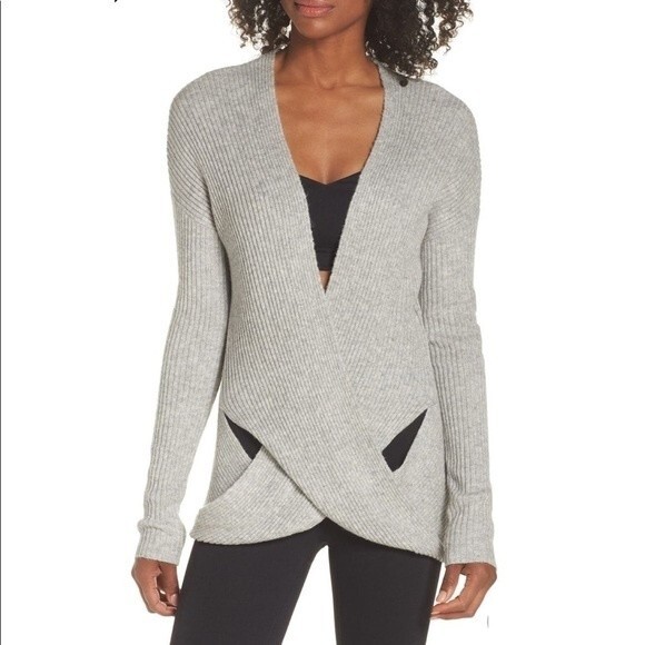 Zella Wrap Ribbed Gray Sweater XS - Picture 1 of 11